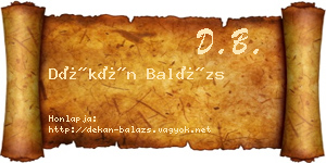 Dékán Balázs névjegykártya