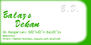 balazs dekan business card